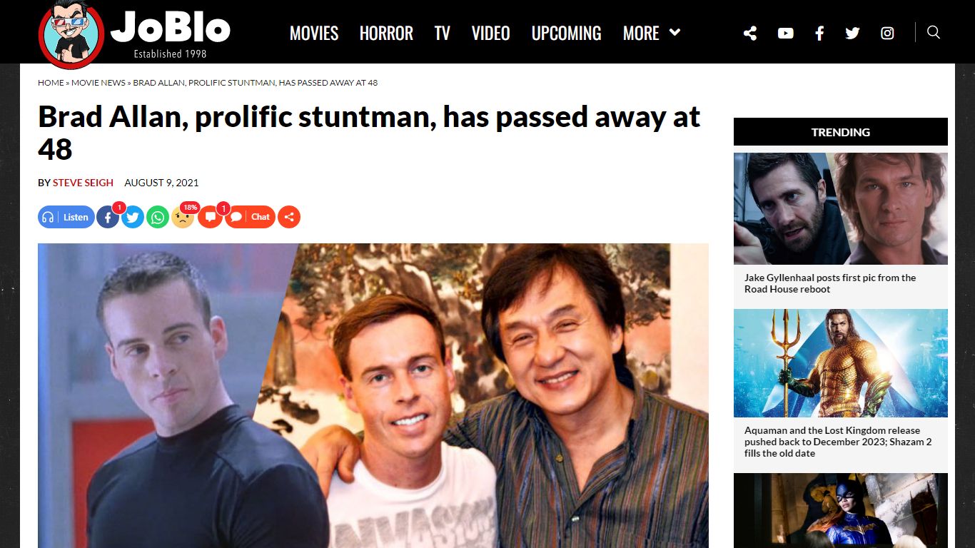 Brad Allan, prolific stuntman, has passed away at 48 - JoBlo